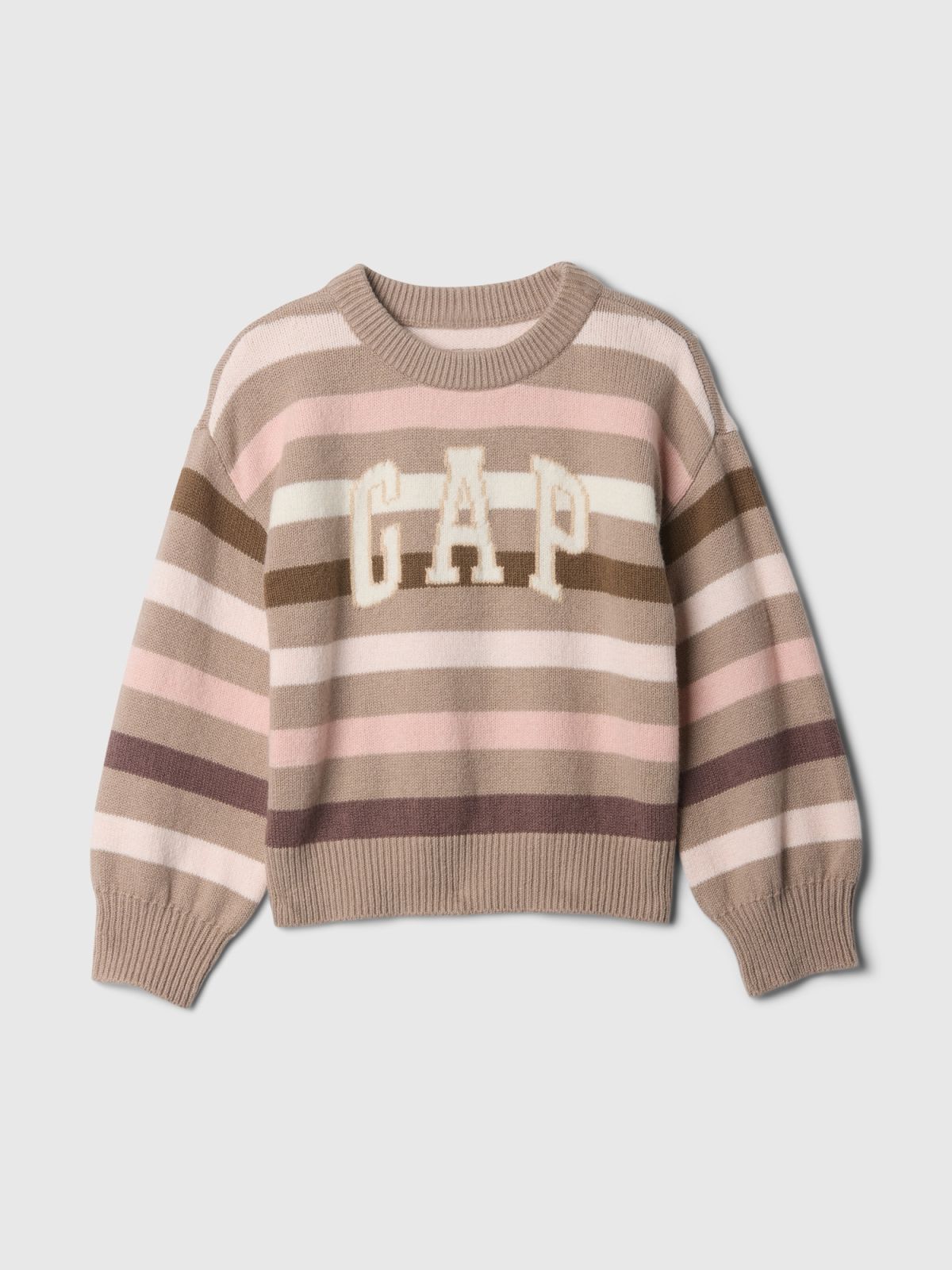 Καφέ babyGap CashSoft Striped Logo Πουλόβερ-605774000