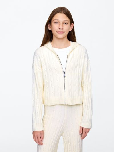 Kids CashSoft Cable-Knit Sweater Hoodie-602314000