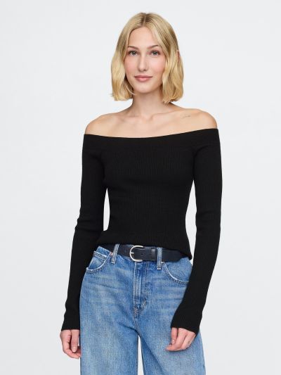 Off-Shoulder Sweater Top-626341000