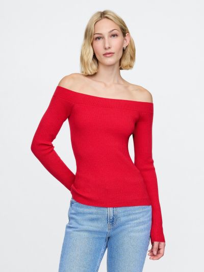 Off-Shoulder Sweater Top-626341001